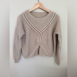 Crop Beige Cable Knit Sweater